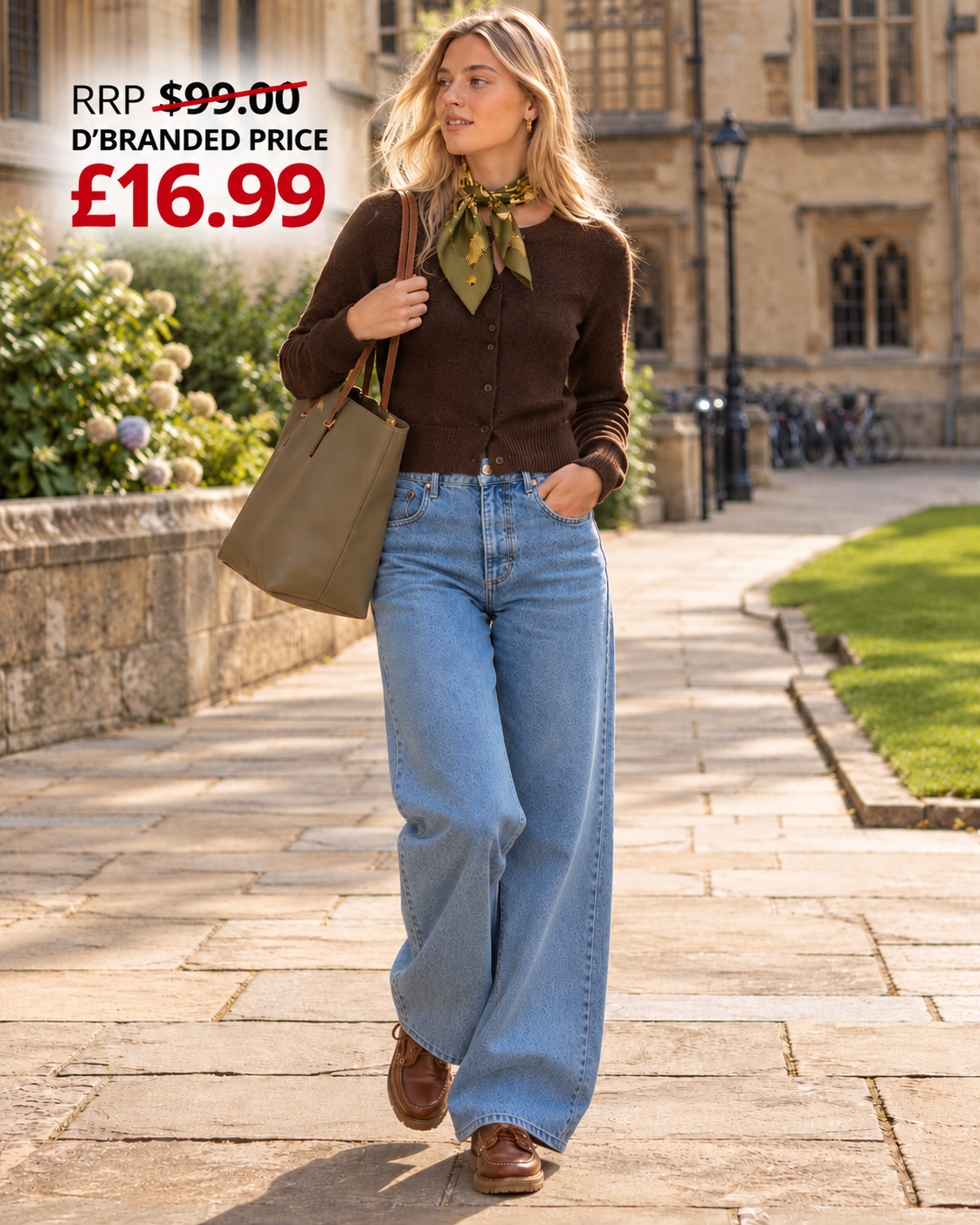 Colour: Chocolate | Ex Calvin Klein Jeans slim fit cardigan lifestyle image, RRP $99.00, D'BRANDED £16.99