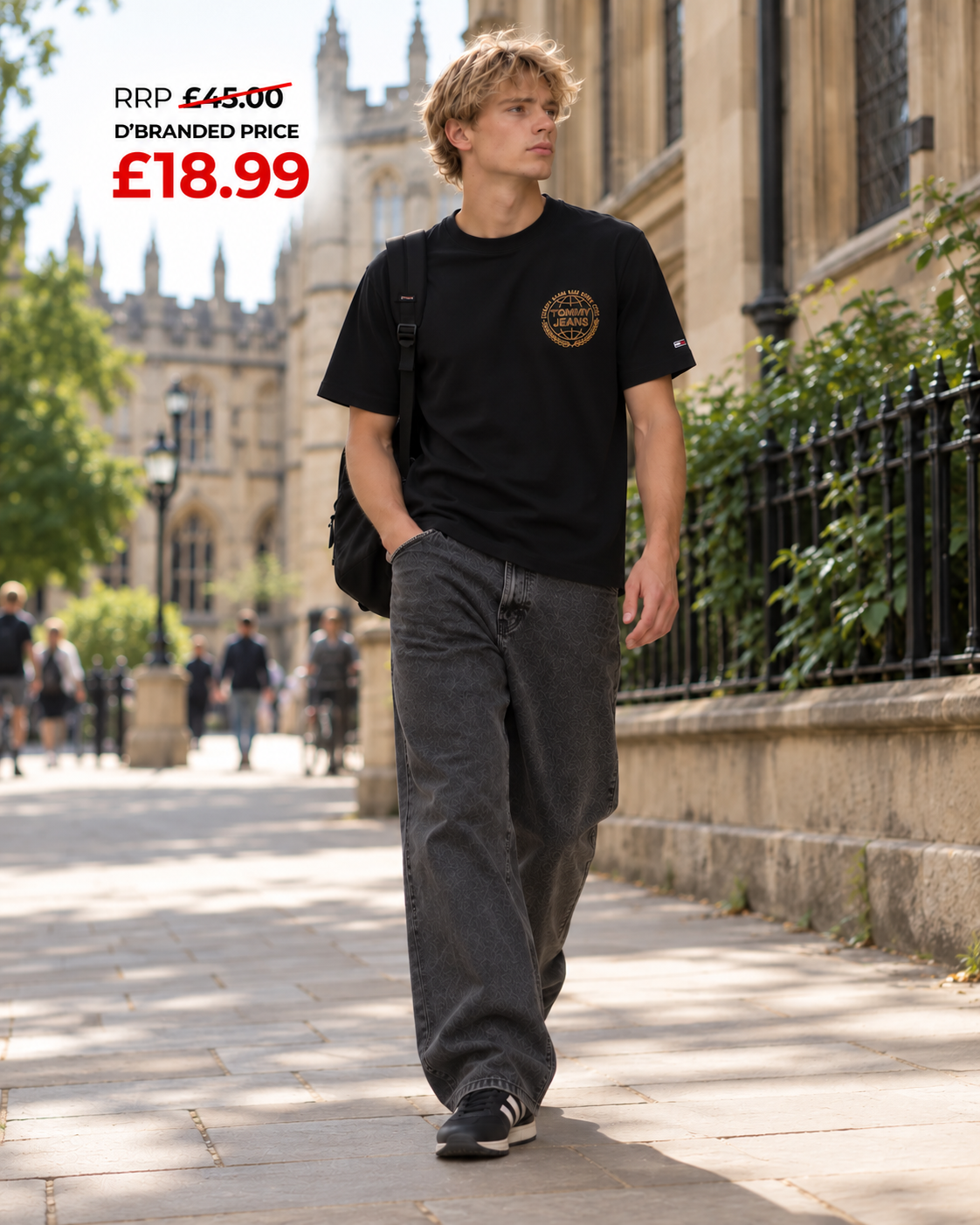 Colour: Black | Tommy Jeans Heritage Varsity T-shirt student lifestyle RRP £45.00 D’BRANDED £18.99