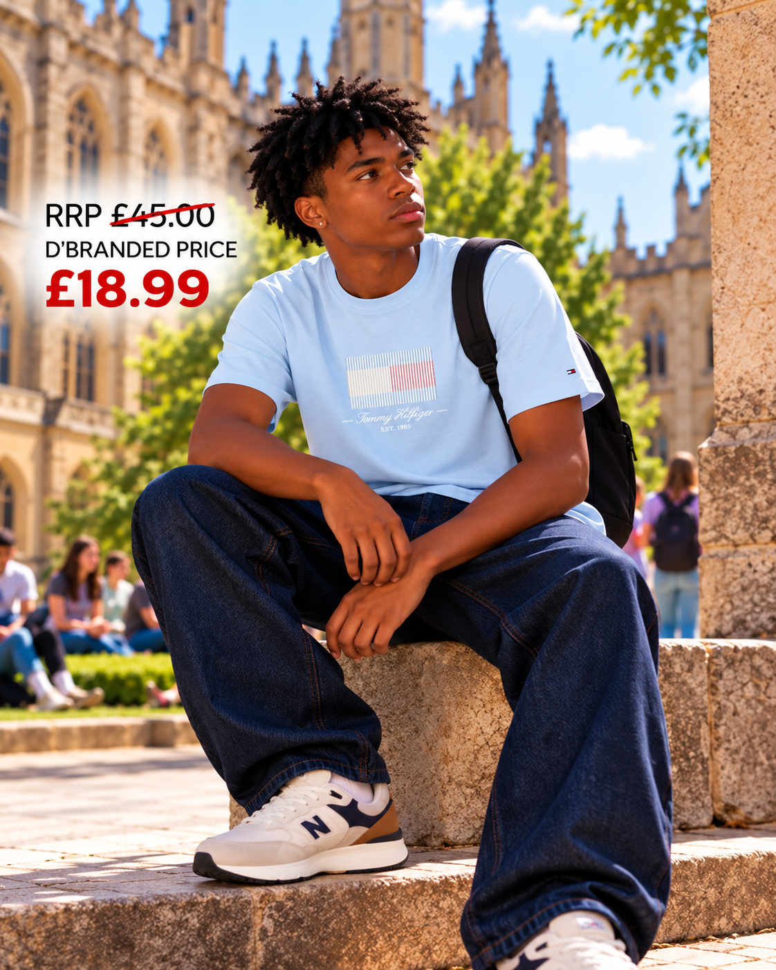 Colour: Breezy Sky | Tommy Hilfiger Ithaca T-shirt lifestyle RRP £45.00 D’BRANDED £18.99 Colour: Breezy Sky