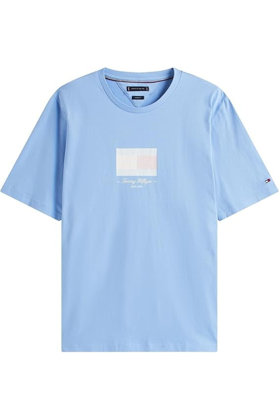 Ex Tommy Hilfiger Ithaca Flag T-Shirt Breezy Sky - product only Colour: Breezy Sky